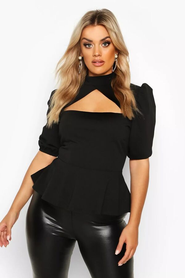 Plus size peplum top with sleeves deals