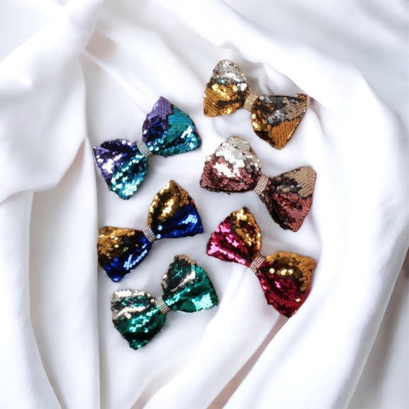 Reversible Bright Sequin Bow Clip