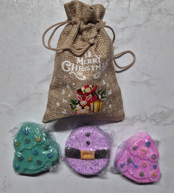 Christmas Bag of 3 Mini Bath Bombs