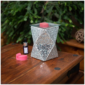 Silver Crackle Geometric Electric Wax Warmer