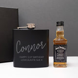 Personalised Free Text Hipflask and Whisky Miniature Set