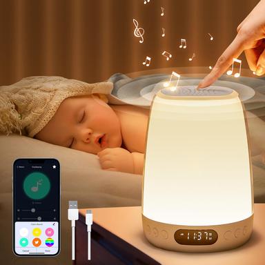 Night Light Kids 48 Colors+14 White Noise, Light+APP Touch Light Night Lamp,Dimmable Kids Lamp Night Lamp,3000mAh Timer, Alarm, Night Lights for Baby