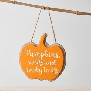 Spooky Treats Pumpkin Hanging Sign
