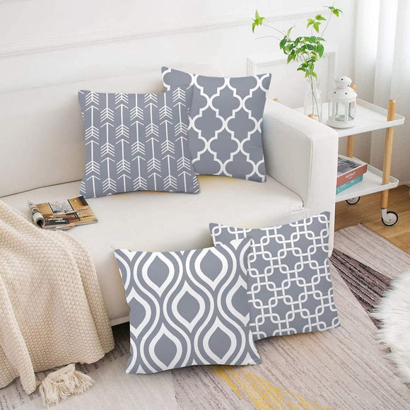 Grey Cushion Covers 45 x 45cm Throw Cushion Cover Furniture Decorative Soft Cushion Cover Set of 4 Square Single-Sided Printing