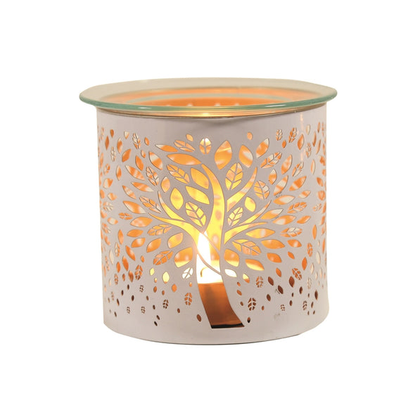 White Wax/Oil Burner / Candle Holder - Tree Of Life 12cm