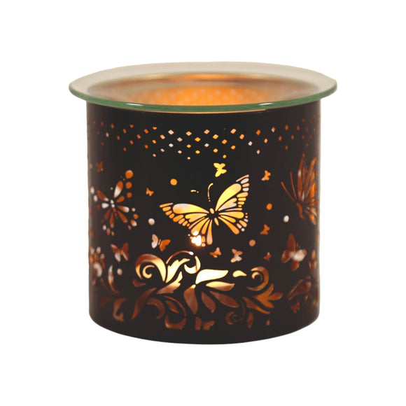 Black And Gold Candle Holder / Oil Burner - Butterfly