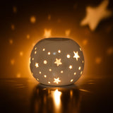 White Iridescent Star Ceramic Oil Burner and Wax Warmer