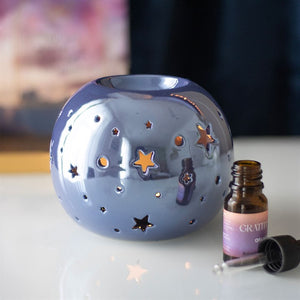 Purple Iridescent Star Ceramic Oil Burner and Wax Warmer