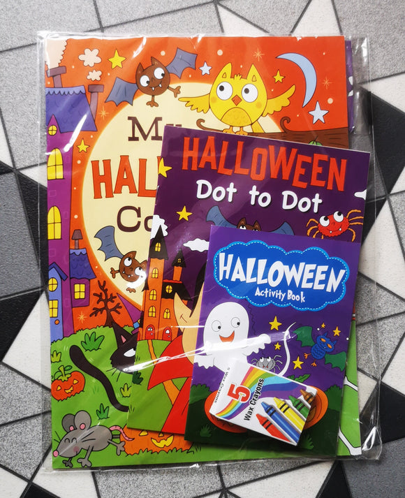 Halloween Activity Pack (3 Books A4,A5,A6 + Crayons