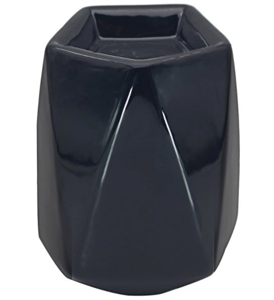 Ceramic Oil Burner / Wax Burner Geometric Design - Black 11cm