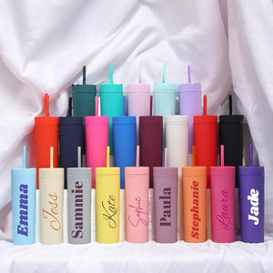 Personalised Skinny Style Cold/Hot Cup with Straw