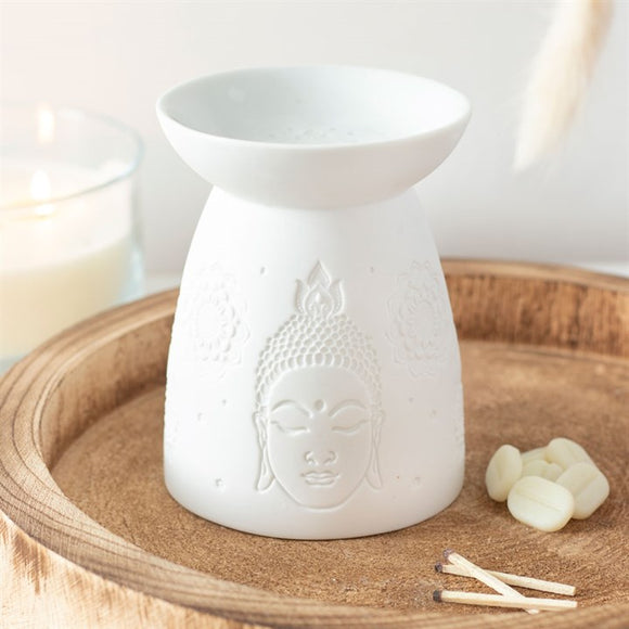 White Buddha Face Ceramic Oil Burner