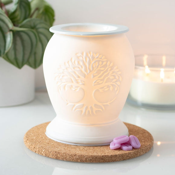 Large Porcelain Etched Aroma Lamp - Tree Of Life