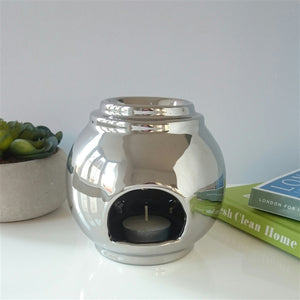 Minimalist Large Ball Ceramic Wax Melter - Silver