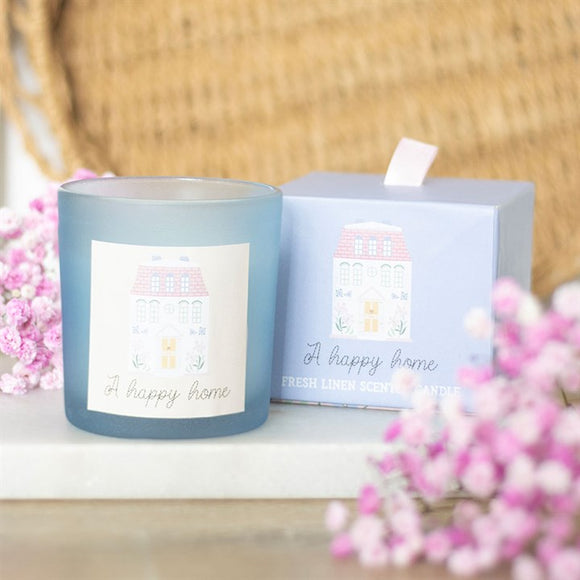 A Happy Home Fresh Linen Scented Glass Candle