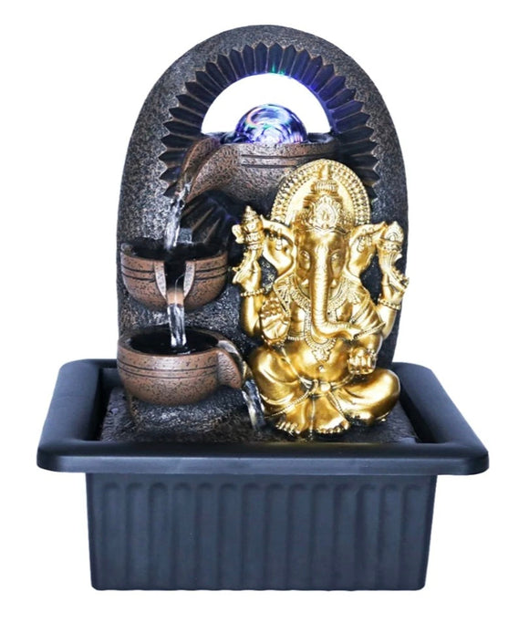 Ganesha indoor water fountain - Mesmerising Spinning Glass Sphere & LED Light