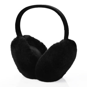 BOXOB Winter Ear Muffs, Foldable Black Ear Muffs Plush