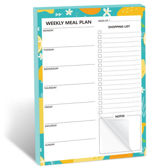 Meal Planner Magnetic For Refrigerator, 6 X 9” Weekly Meal Planning Notepad and Grocery List, Magnetic Shopping List 52 Tear Off Sheets