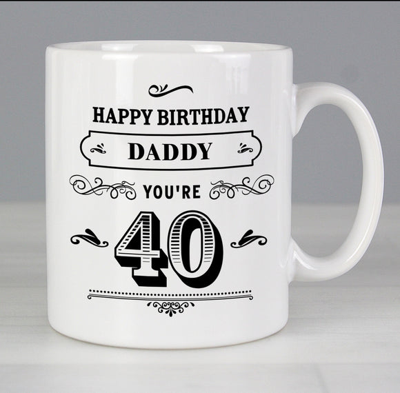 Personalised Birthday Vintage Typography Mug