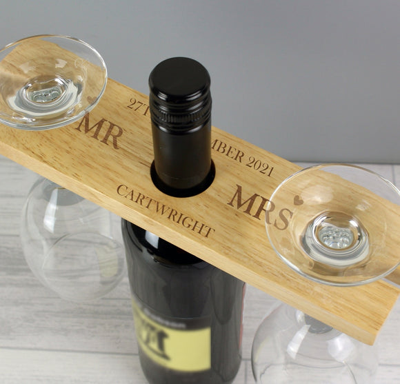 Personalised Couple Wine Glass & Bottle Holder