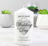Personalised On Your Wedding Day Pillar Candle