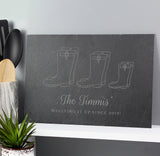 Personalised Welly Boot Family of Three, Four or Five Slate