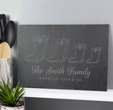 Personalised Welly Boot Family of Three, Four or Five Slate
