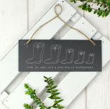 Personalised Welly Boot Family of Three/Four or Five Hanging Slate Plaque