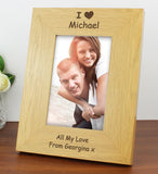 Personalised I Heart 4x6 Oak Finish Photo Frame