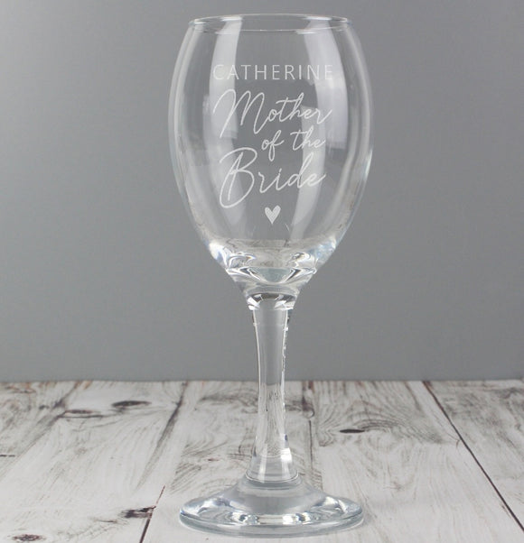 Personalised Mother of the Bride Wine Glass