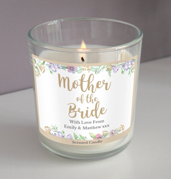 Personalised Mother of the Bride 'Floral Watercolour Wedding' Jar Candle