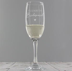 Personalised Bridesmaid Flute Glass