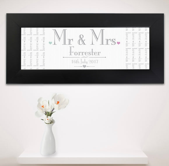 Personalised Decorative Wedding Mr & Mrs Black Name Framed Picture