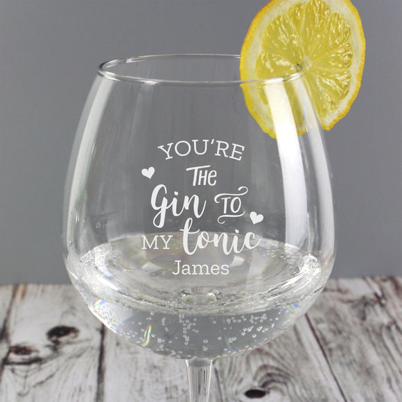 Gin To My Tonic Personalised Gin Glass