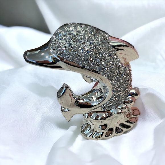 Silver Sparkle Dolphin Ornament