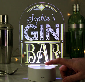 Personalised Gin Bar LED Colour Changing Night Light