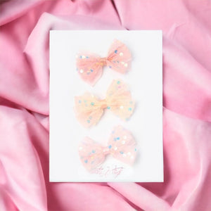 Sequin Fabric Bow Clip Pinks