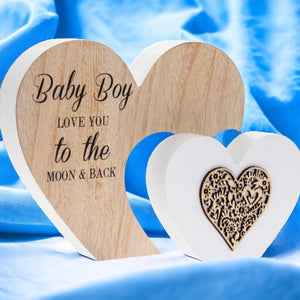 Large Baby Boy Double Heart Plaque